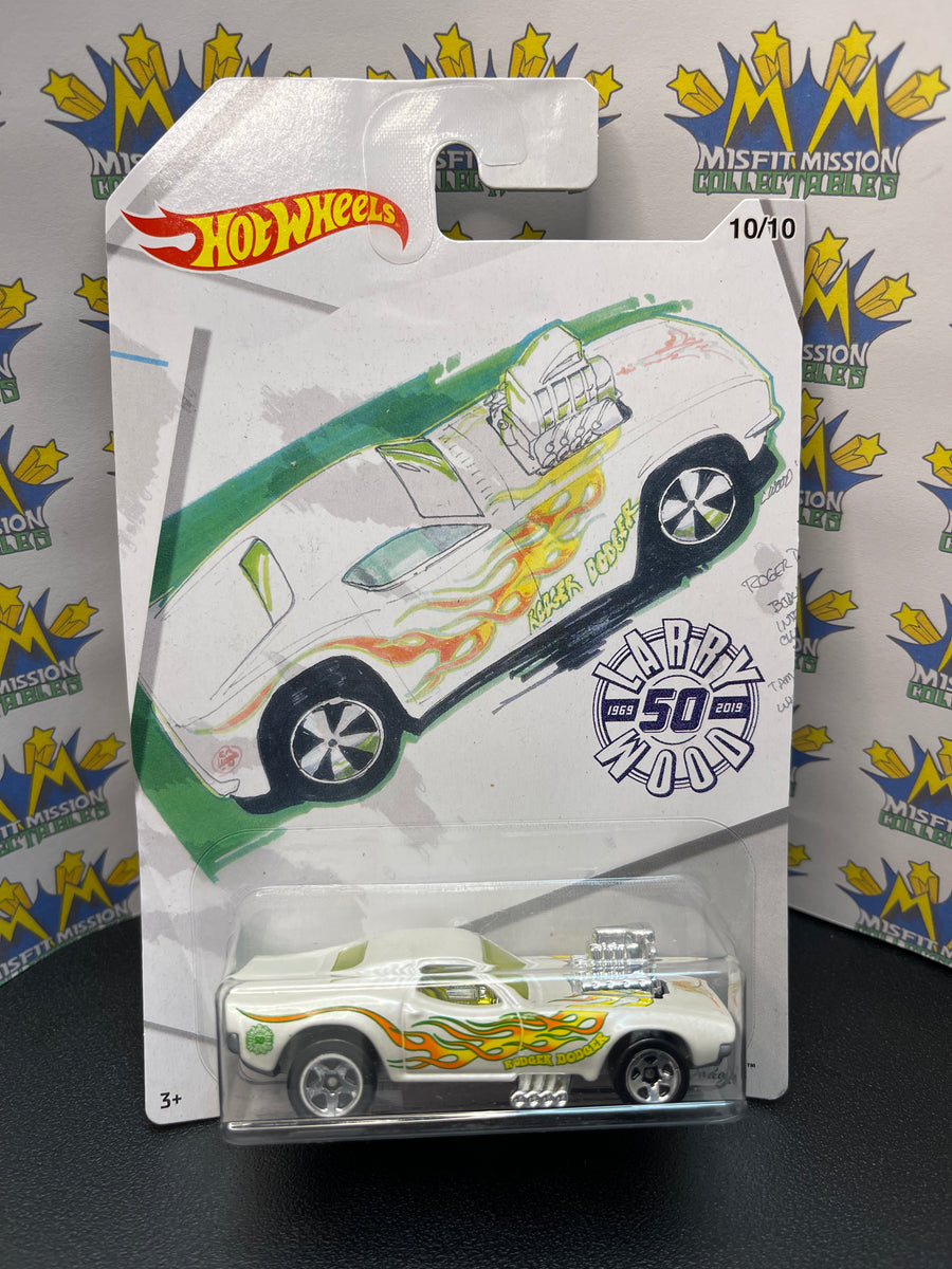 2018 Hot Wheels Larry Wood 50th Anniversary White Rodger Dodger Car N The Misfit Mission Collectables