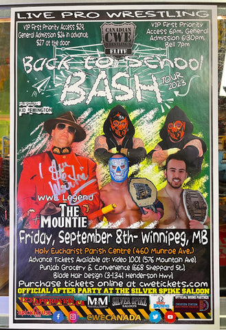 CWE Canadian Wrestling’s Elite Back To School The Mountie Autographed Misfit Mission Exclusive 11x17 Poster