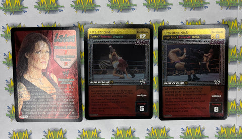 2002 WWE WWF Raw Deal Trading Card Game Lita 3 Foil Card Set