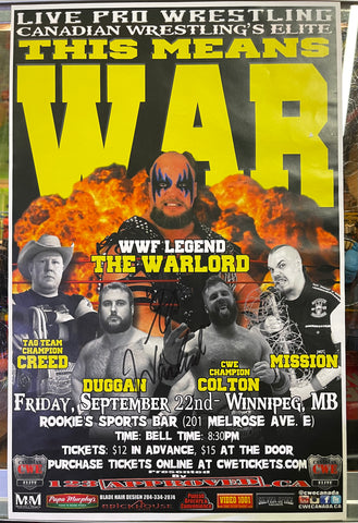 CWE Canadian Wrestling’s Elite This Means War Warlord Autographed Misfit Mission Exclusive 11x17 Poster