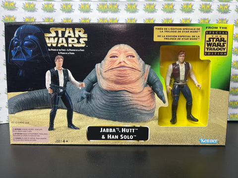 1996 Star Wars Power of The Force Jabba The Hutt and Han Solo (New)