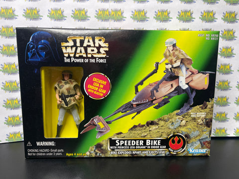 1997 Star Wars Power of The Force Speeder Bike with Endor Princess Leia Organa (New)