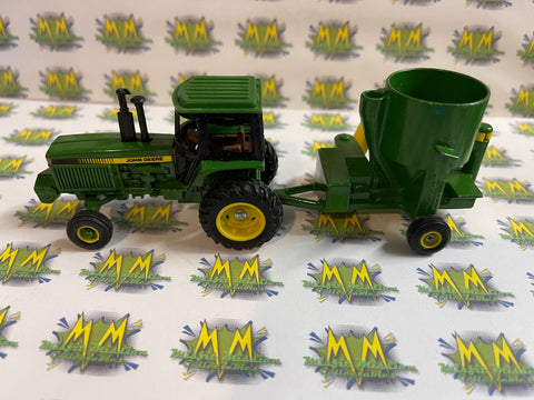 Vintage ERTL John Deere Tractor and Grinder Mill Mixer 1/64 Scale