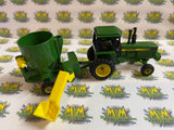 Vintage ERTL John Deere Tractor and Grinder Mill Mixer 1/64 Scale