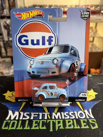 2018 Hot Wheels Premium Culture Car Gulf ‘60s Fiat 500D Modificado Real Riders Metal (New)