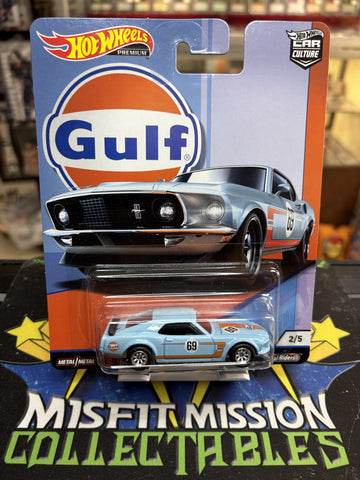 2018 Hot Wheels Premium Culture Car Gulf ‘69 Ford Mustang Boss 302 Real Riders Metal (New)