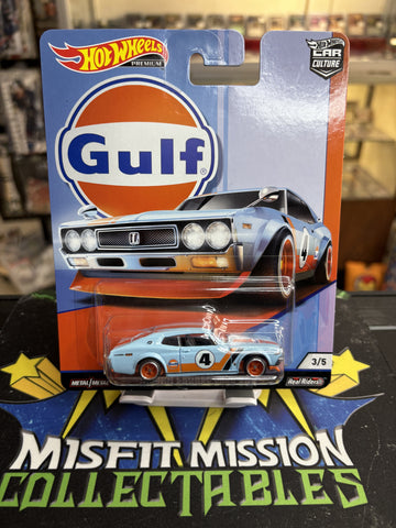 2018 Hot Wheels Premium Culture Car Gulf Nissan Laurel 2000 SGX Real Riders Metal (New)