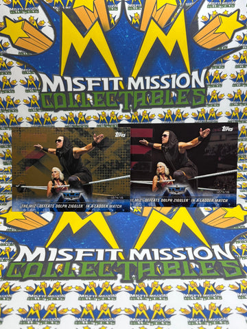 2018 Topps WWE Road To Wrestlemania The Miz Defeats Dolph Ziggler Bronze Parallel #65 Trading Card