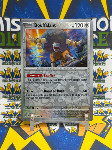 Pokemon Obsidian Flames Reverse Holo Bouffalamt 184/197 OBF EN Trading Card