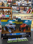 Spin Master Monster Jam Double Down Showdown Northern Empire vs Sasquatch 1:64 Trucks (New)