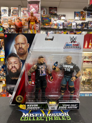 Mattel WWE Championship Main Even Showdown Series 20 Kevin Owens VS Stone Cold Steve Austin Figures  (New)