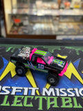 1987 Hot Wheels 4x4 Nissan #10 Black and Pink Racing Truck