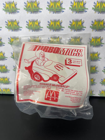 Vintage 1988 McDonalds Happy Meal Toy Fast Macs Ronald McDonald Pull Car (New)