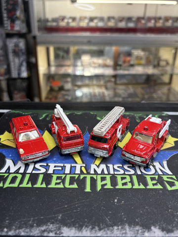 Vintage 1975 Tomica Fire Engine Die Cast Set of Four