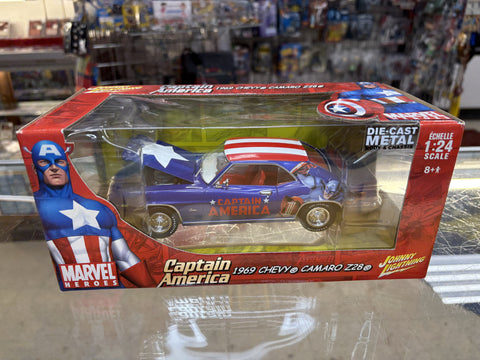 2006 Johnny Lightning Marvel Heroes Captain America 1969 Chevy Camaro Z28 1:24 Die Cast (New)