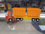 Vintage 1970s Tonka Two Piece Orange and Yellow Garbage Bin Hauler Truck
