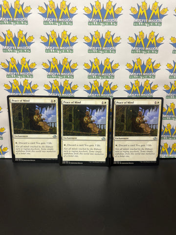Magic the Gathering: White Eldritch Moon Enchantment Peace of Mind Card Set of 3
