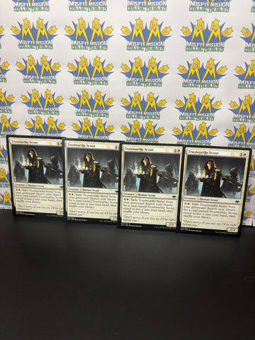 Magic the Gathering: White Creature Human Scout Trustworthy Scout Card Set of 4