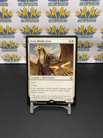 Magic the Gathering: White Creature Bird Wizard Aven Mindcensor Card