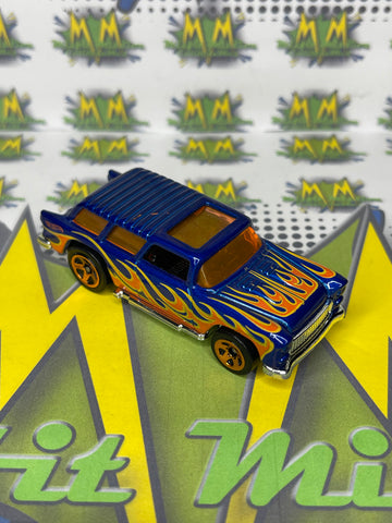 2017 Hot Wheels Chevy Nomad Blue With Orange Flames Car