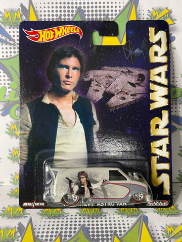 2015 Hot Wheels Premium Star Wars 1985 Chevy Astro Han Solo Van Real Riders Metal (New)