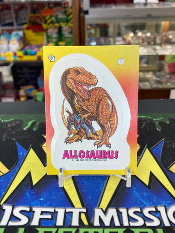 Vintage 1988 Dinosaurs Attacks Trading Card Allosaurus #1 (Sticker)