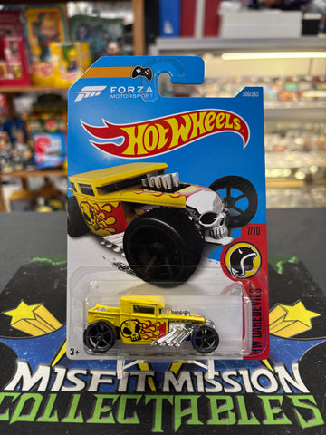 2015 Hot Wheels Forza HW Daredevils Bone Shaker Yellow Car (New)