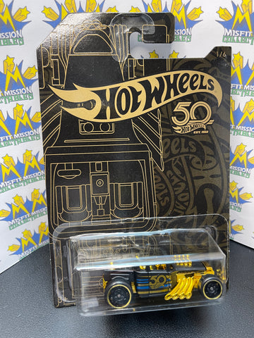 2017 Hot Wheels 50th Anniversary Black and Gold Bone Shaker Car  (New)