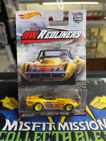 2016 Hot Wheels Premium Culture Car HW Redliners ‘69 Corvette Real Riders Metal (New)