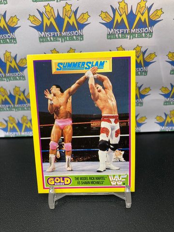 1992 WWE WWF Merlin Gold Series 2 SummerSlam The Model Rick Martel vs Shawn Michaels #13 Trading Card