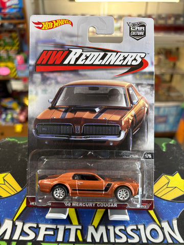 2016 Hot Wheels Premium Culture Car HW Redliners ‘68 Mercury Cougar Real Riders Metal (New)