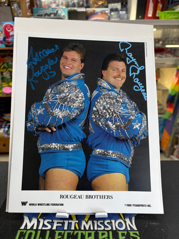 WWF WWE Legend Jacques Rogeau and Raymond Rogeau Autographed Rogeau Brothers 8x10 Picture