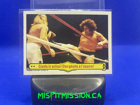 WWF 1985 O-Pee-Chee Giants in Action Andre The Giant and Big John Studd #48
