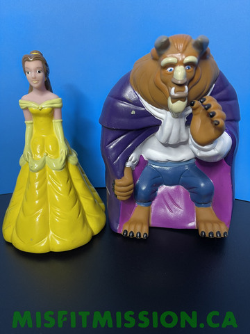 Disney Beauty and The Beast 7" PVC/Rubber Statue Figure Belle and The Beast Set