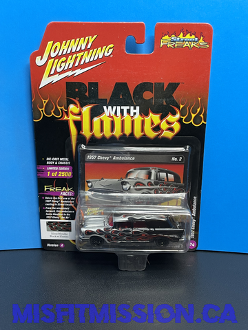 2019 Johnny Lightning Street Freaks Black with Flames Limited Edition 1 of 3000 1955 Chrysler C-300 (New)