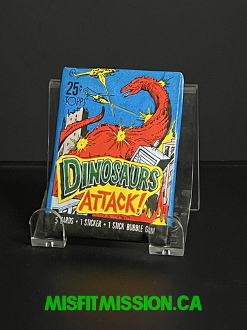 Vintage 1988 Dinosaurs Attacks Trading Cards Blue Pack with Red Brontosaurus