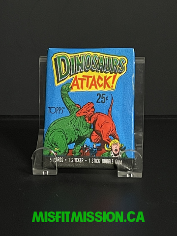 Vintage 1988 Dinosaurs Attacks Trading Cards Blue Pack with Green Brontosaurus